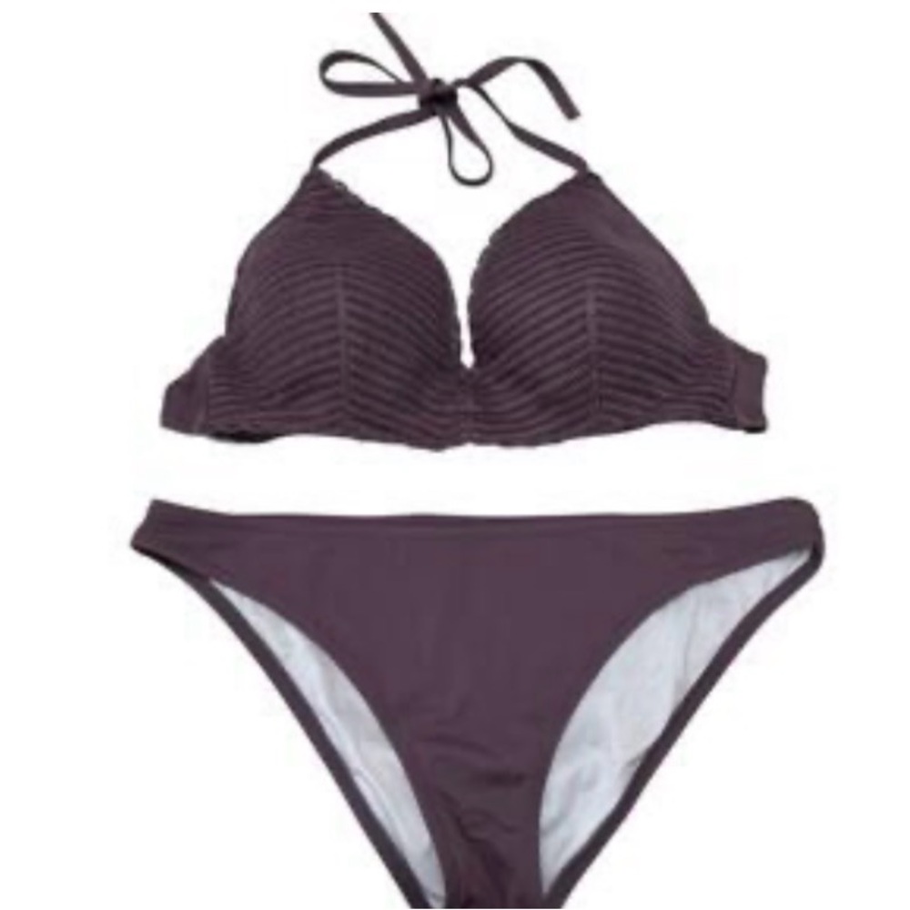 Classic Women's Halter Bikini Set in Deep Plum